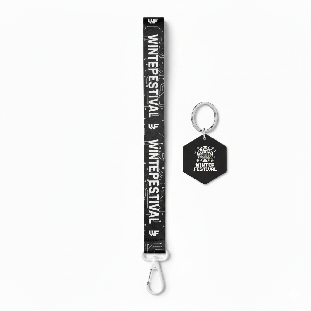 Llavero Metálico + Lanyard Premium Winter Festival Techno